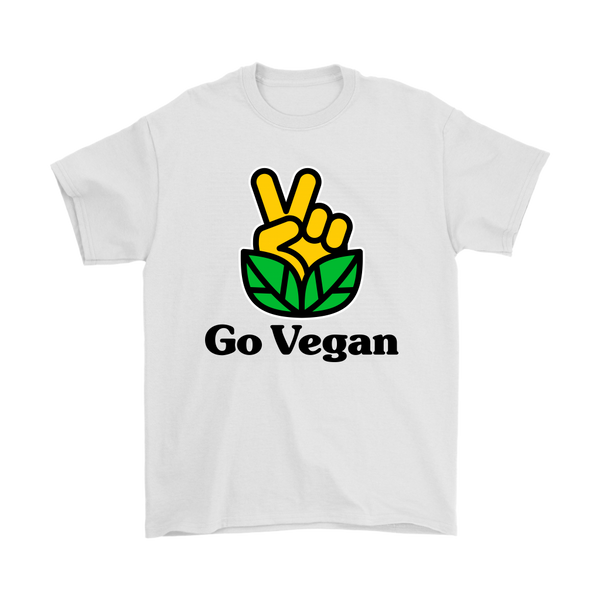 Go Vegan Revolution Yellow Logo With Text Shirt (Mens) - Go Vegan Revolution