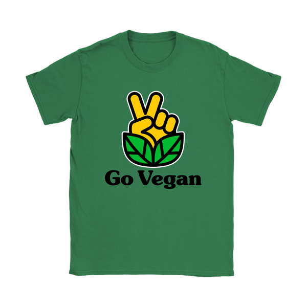 Go Vegan Revolution Yellow Logo With Text Shirt (Womens) - Go Vegan Revolution