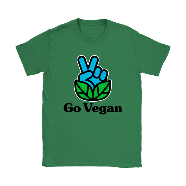 Go Vegan Revolution Blue Logo With Text Shirt (Womens) - Go Vegan Revolution