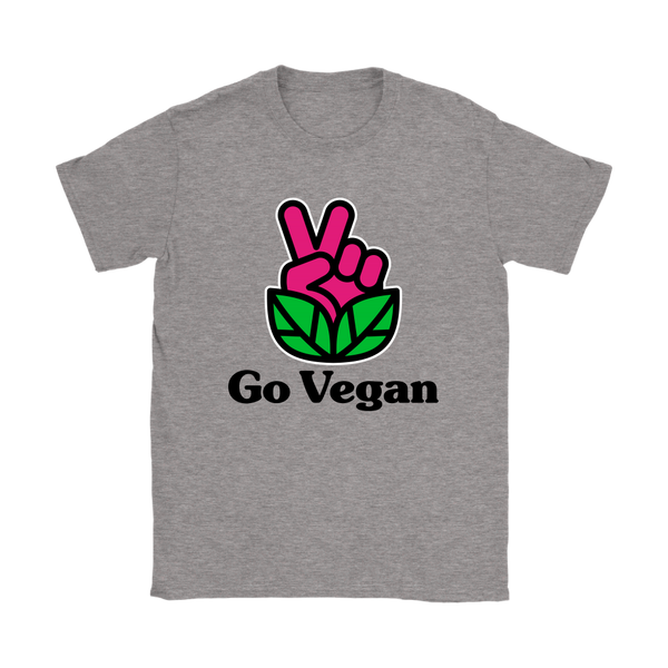 Go Vegan Revolution Magenta Logo With Text Shirt (Womens) - Go Vegan Revolution