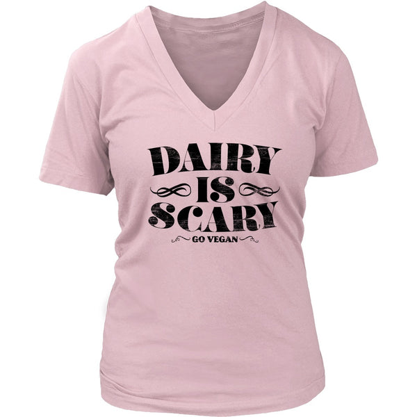 T-shirt - Dairy Is Scary - V-Neck (Black Print)
