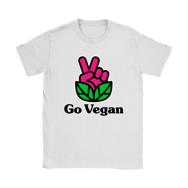 Go Vegan Revolution Magenta Logo With Text Shirt (Womens) - Go Vegan Revolution