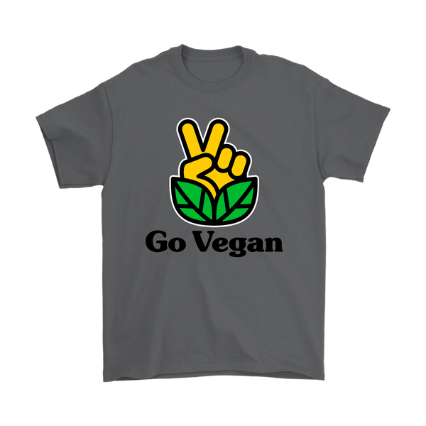 Go Vegan Revolution Yellow Logo With Text Shirt (Mens) - Go Vegan Revolution