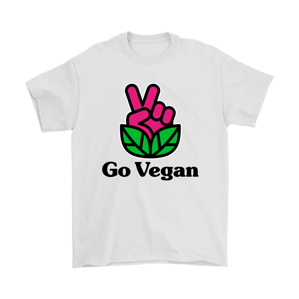 Go Vegan Revolution Magenta Logo With Text Shirt (Mens) - Go Vegan Revolution