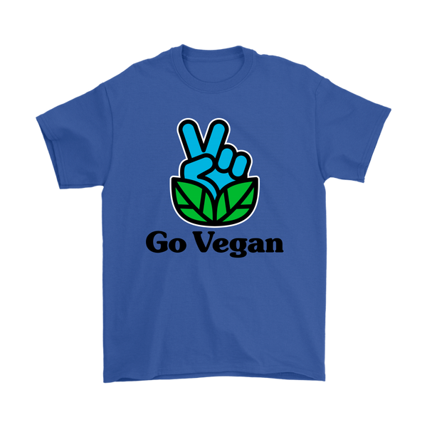 Go Vegan Revolution Blue Logo With Text Shirt (Mens) - Go Vegan Revolution