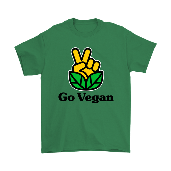 Go Vegan Revolution Yellow Logo With Text Shirt (Mens) - Go Vegan Revolution