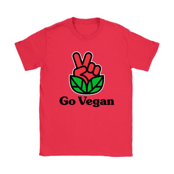 Go Vegan Revolution Red Logo With Text Shirt (Womens) - Go Vegan Revolution