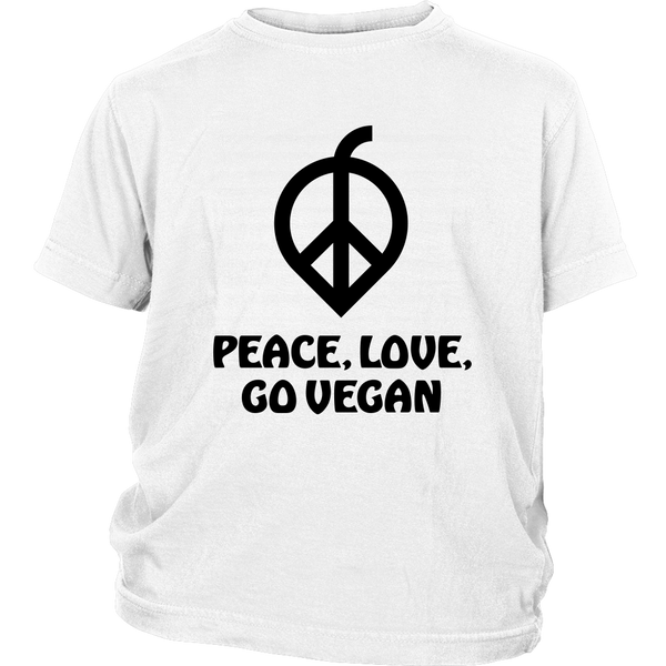 Peace, Love, Go Vegan Shirt (Kids) - Go Vegan Revolution