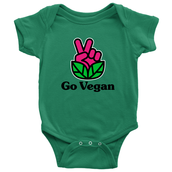 Go Vegan Revolution Magenta Logo With Text Onesie - Go Vegan Revolution