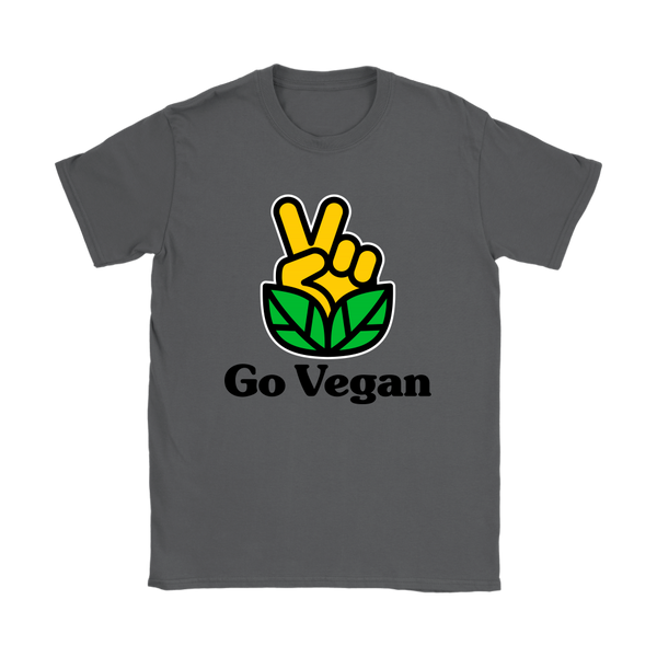 Go Vegan Revolution Yellow Logo With Text Shirt (Womens) - Go Vegan Revolution