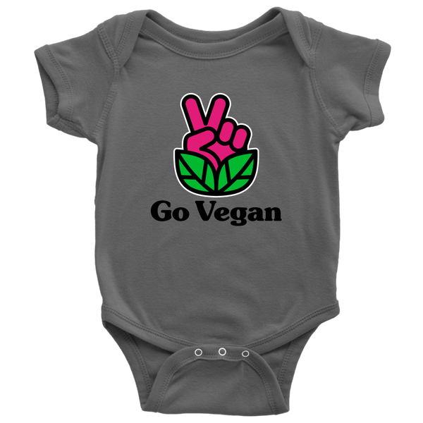 Go Vegan Revolution Magenta Logo With Text Onesie - Go Vegan Revolution