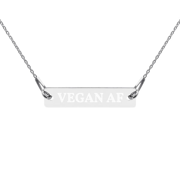 Vegan AF Engraved Silver Bar Chain Necklace