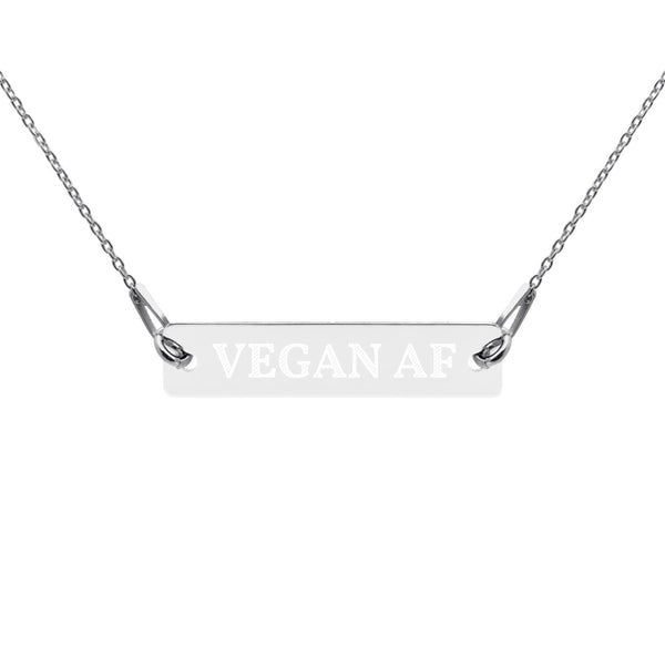 Vegan AF Engraved Silver Bar Chain Necklace