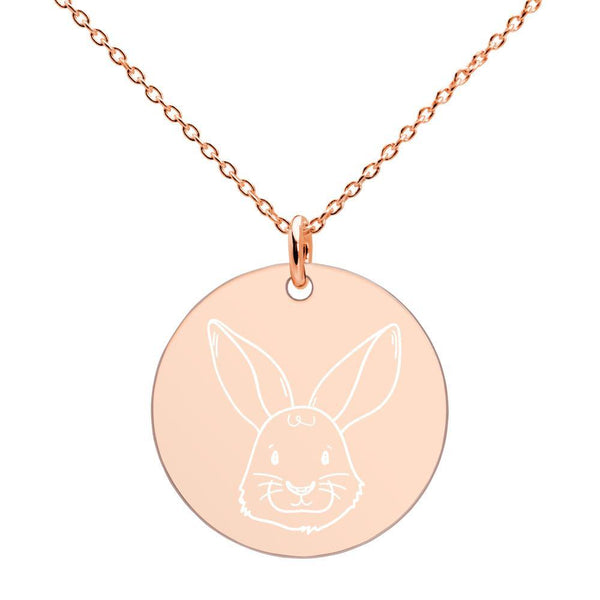 Bunny Engraved Silver Disc Necklace - Go Vegan Revolution