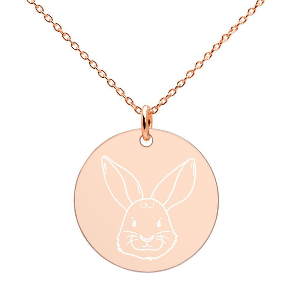 Bunny Engraved Silver Disc Necklace - Go Vegan Revolution