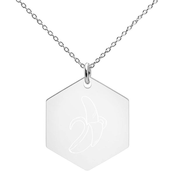 Banana Engraved Silver Hexagon Necklace - Go Vegan Revolution