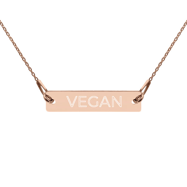 Vegan Engraved Silver Bar Chain Necklace