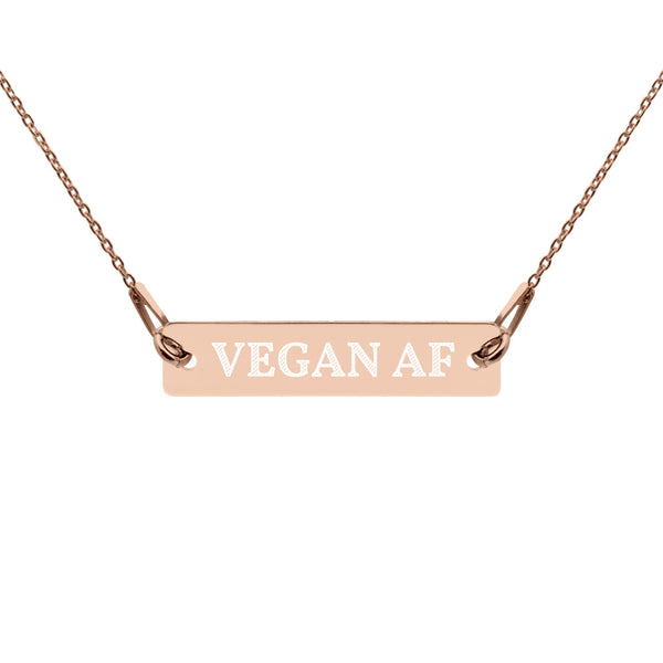 Vegan AF Engraved Silver Bar Chain Necklace