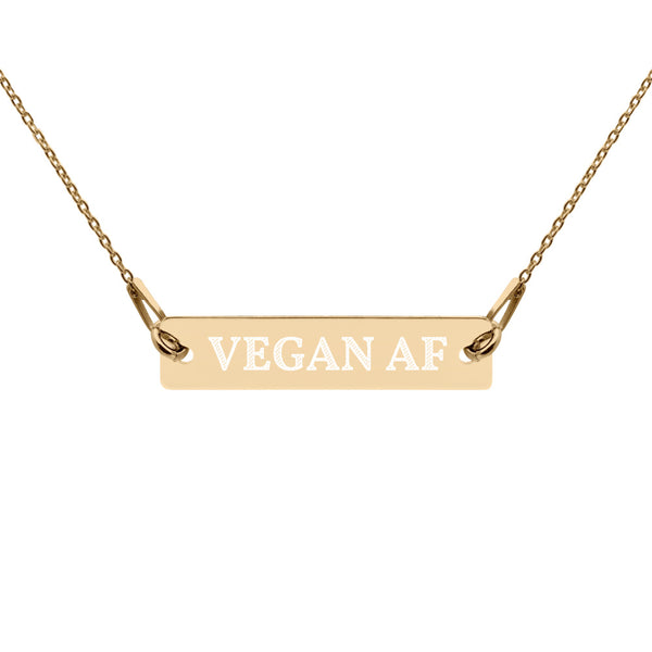Vegan AF Engraved Silver Bar Chain Necklace
