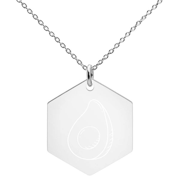 Avocado Engraved Silver Hexagon Necklace - Go Vegan Revolution