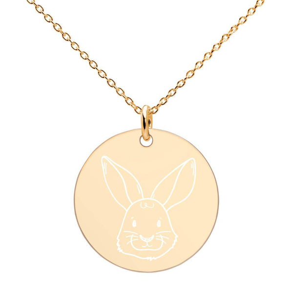 Bunny Engraved Silver Disc Necklace - Go Vegan Revolution