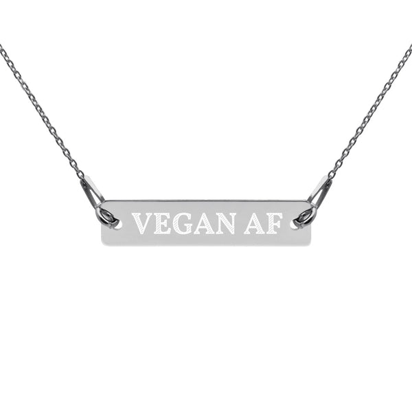 Vegan AF Engraved Silver Bar Chain Necklace