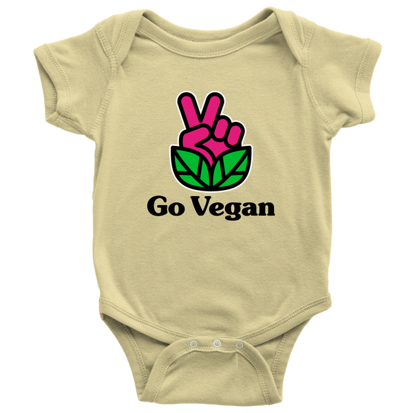 Go Vegan Revolution Magenta Logo With Text Onesie - Go Vegan Revolution