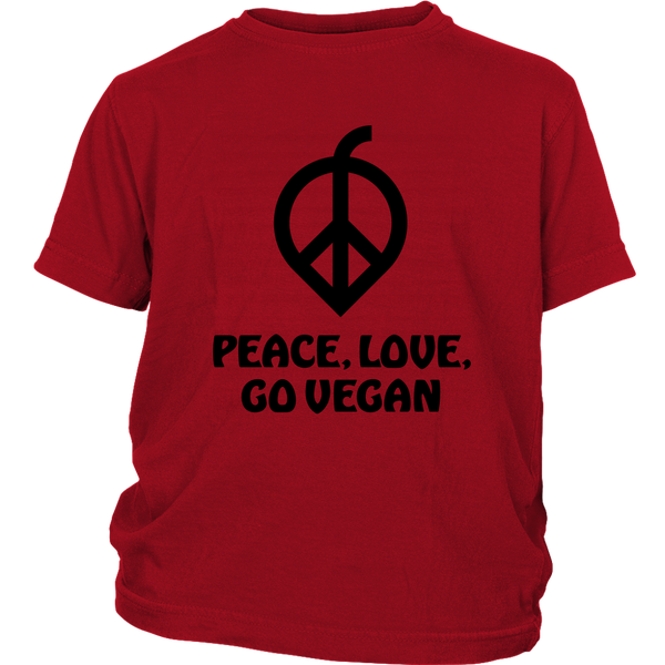 Peace, Love, Go Vegan Shirt (Kids) - Go Vegan Revolution