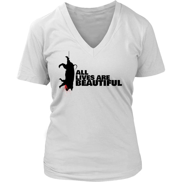 T-shirt - All Lives Are Beautiful - V-Neck