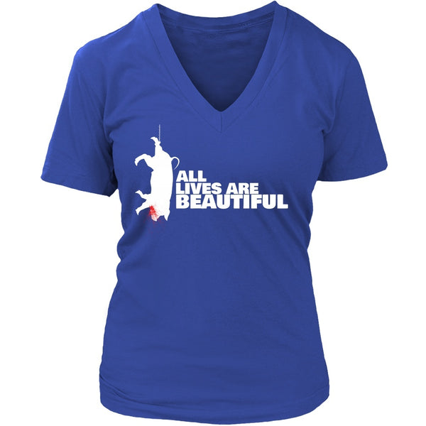 T-shirt - All Lives Are Beautiful- V-Neck Shirt