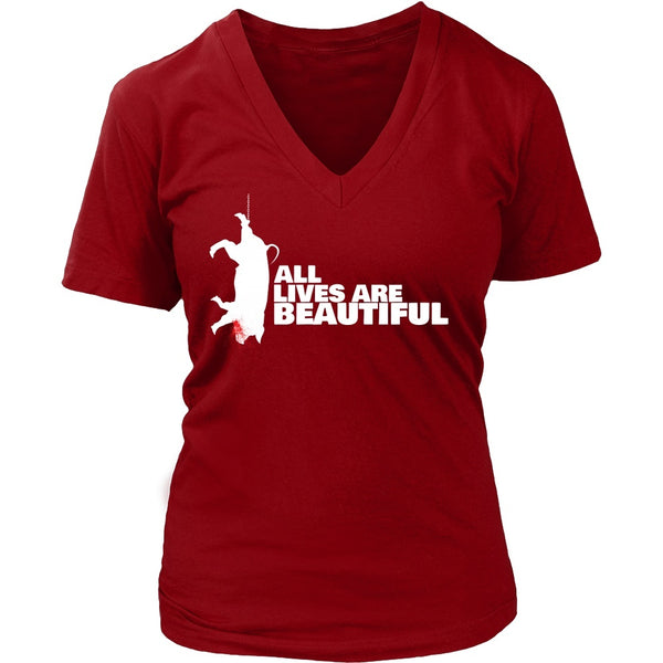 T-shirt - All Lives Are Beautiful- V-Neck Shirt