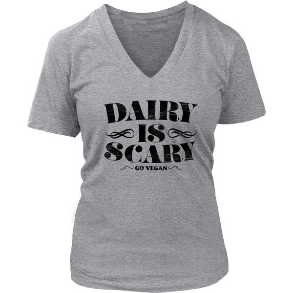 T-shirt - Dairy Is Scary - V-Neck (Black Print)