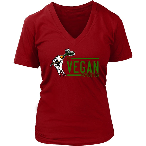 T-shirt - Go Vegan Revolution - V-Neck