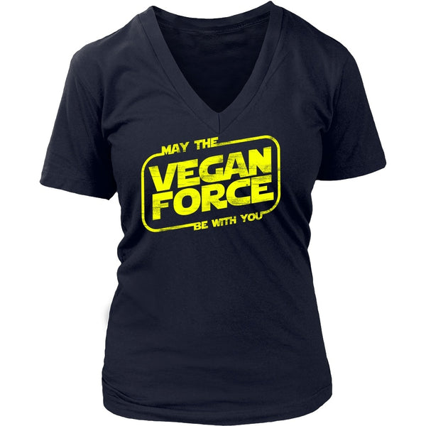 T-shirt - May The Vegan Force Be With You - V-Neck