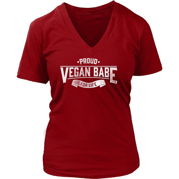 T-shirt - Proud Vegan Babe For Life - V-Neck