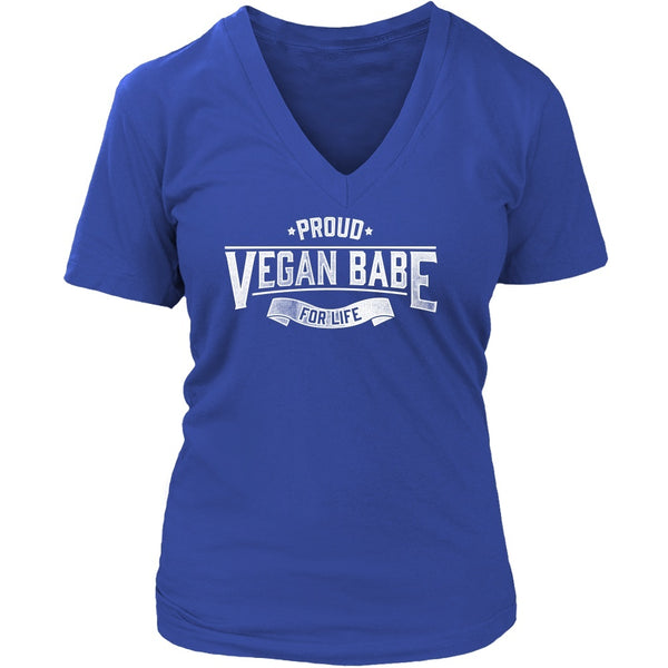 T-shirt - Proud Vegan Babe For Life - V-Neck
