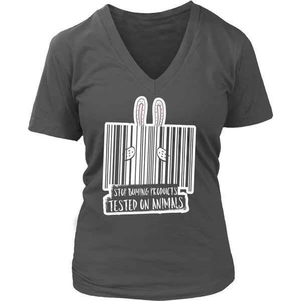 T-shirt - Stop Buying Products Tested On Animals - V-Neck